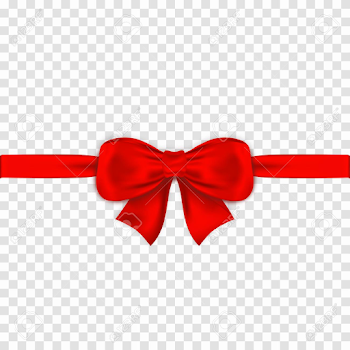 Red Bow With Ribbons On Transparent Background. Realistic Satin ...