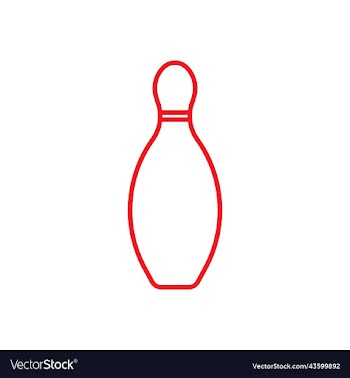 red bowling pin line icon