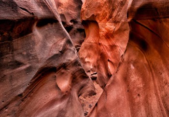 Red Breaks Slot Canyon, soon after the entrance from the south. I didn't get past the first significant obstacle, which was a ten foot chock stone.