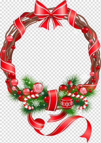 Red, brown, and green vine wreath with bow accent, Christmas ornament Christmas decoration , Christmas Wreath Ornament transparent background PNG clipart