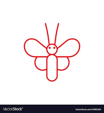 red butterfly line art icon