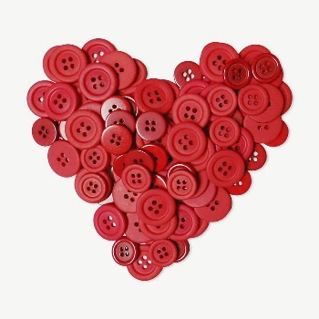Red button form as heart | Free PSD - rawpixel