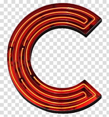Red C neon light art transparent background PNG clipart