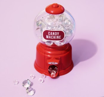 Red Candy Machine and Clear Gemstone Lot