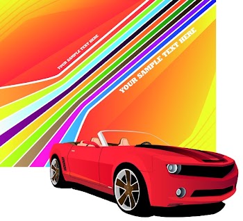 Red car on the colorful background