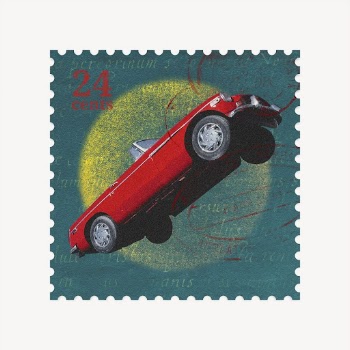 Red car post stamp collage | Free PSD - rawpixel
