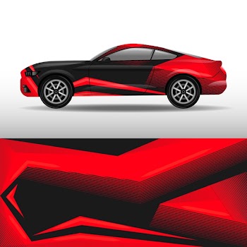 Red car wrap design Free Vector
