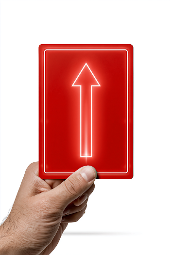 Red Card with Upward Arrow