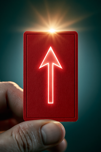 Red Card with Upward Arrow