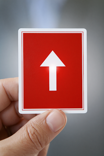 Red Card with Upward Arrow
