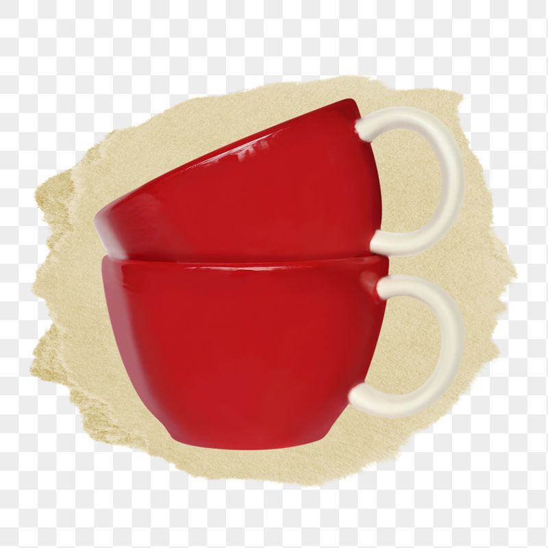 Red ceramic mugs png ripped | Free PNG - rawpixel