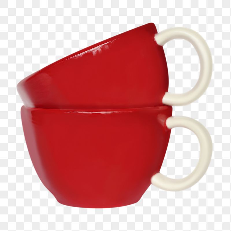 Red ceramic mugs png sticker, | Free PNG - rawpixel