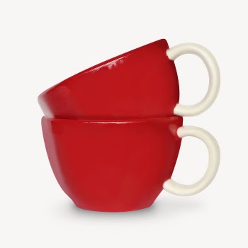 Red ceramic mugs sticker, utensil | Free PSD - rawpixel