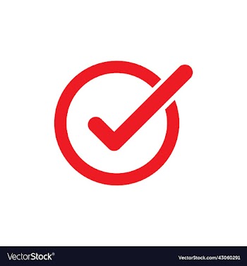 red check mark icon or logo