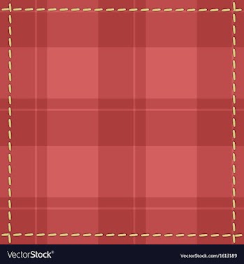 Red checkered background with stitches vector image