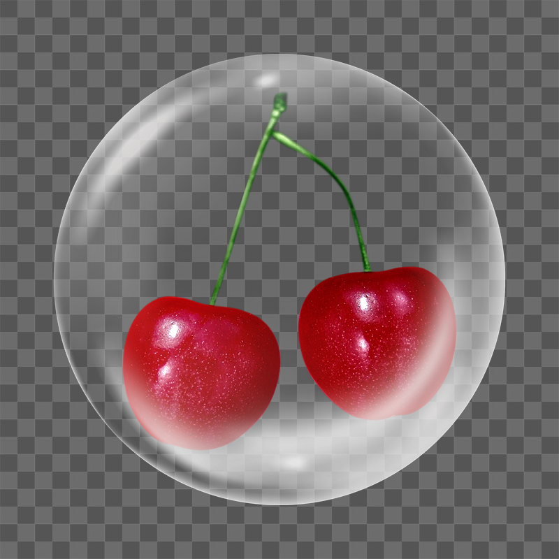 Red cherry png sticker, bubble | Free PNG - rawpixel