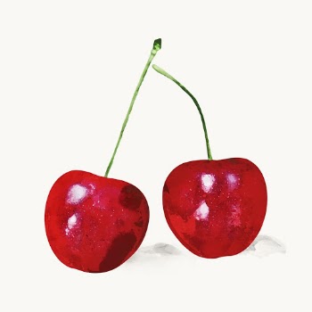 Red cherry sticker, watercolor fruit | Free Vector Illustration - rawpixel