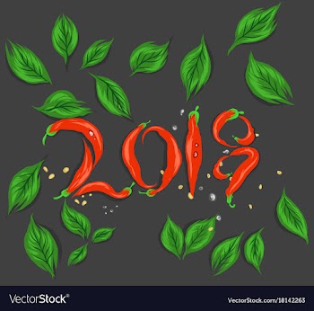 Red chilli happy new year 2018 vector image