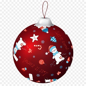 Red Christmas Ball with Snowman PNG Clip Art Image 