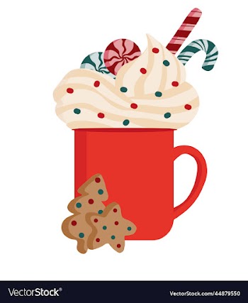 red christmas mug with cream lollipop candy cane