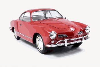 Red classic car sticker, vehicle | Free PSD - rawpixel