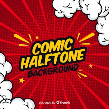 Red comic halftone background Free Vector