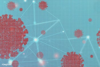 Red coronavirus cells on a blue background illustration | Free  illustration - 2311503