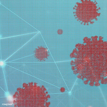 Red coronavirus cells on a blue background illustration | Free  illustration - 2311504