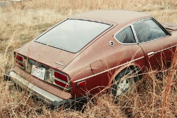 Red Coupe in Brown Open Field