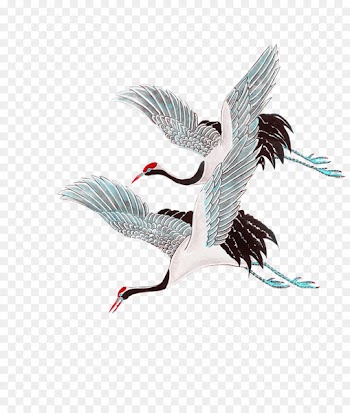 Red-crowned crane Ink wash painting - Chinese style crane pictures 