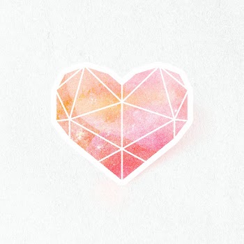 Red crystal heart shaped sticker with white border | Free  illustration - 2342814