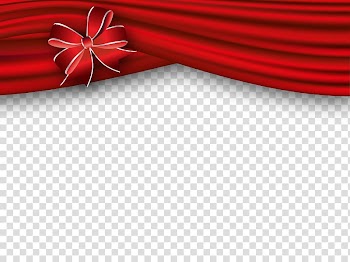 Red curtain with bow border, Banners transparent background PNG clipart