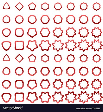 Red curved polygon shape icon collection vector image