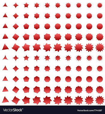 Red deformed polygon shape collection vector image
