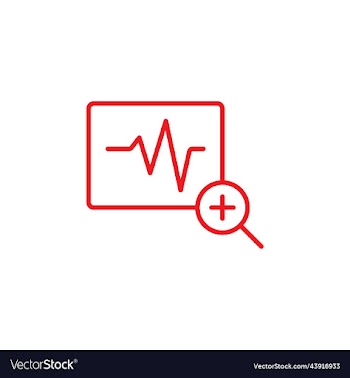 red diagnostic with magnifying glass icon