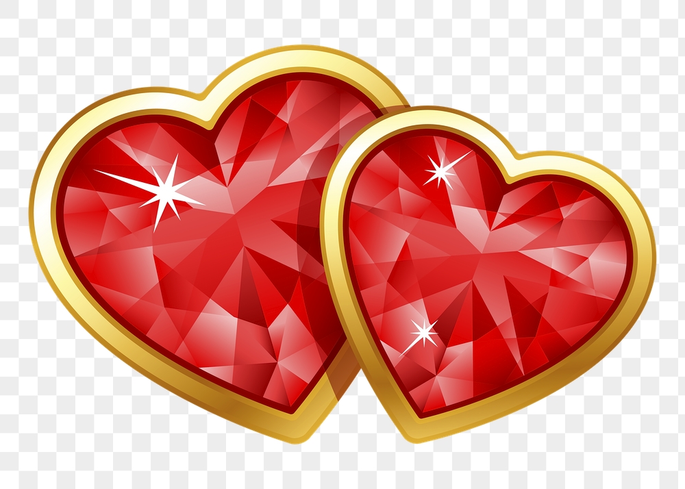 Red diamond png heart sticker, | Free PNG - rawpixel