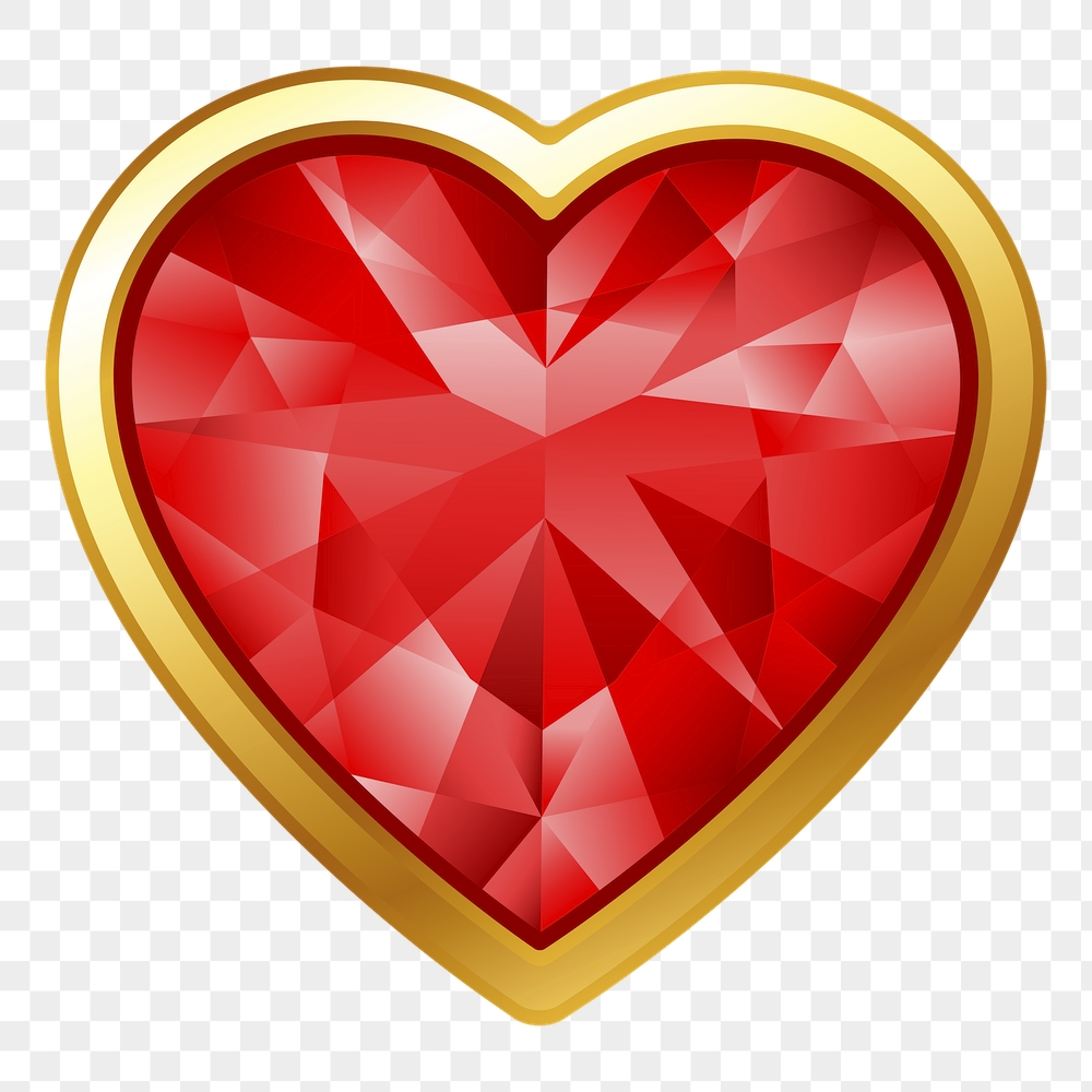 Red diamond png heart sticker, | Free PNG - rawpixel