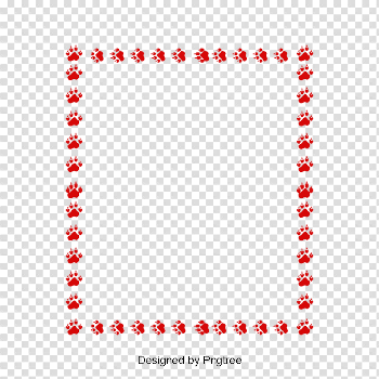 Red Dog Paw Prints Border, Dog Clipart, Paw Clipart, Frame PNG ...