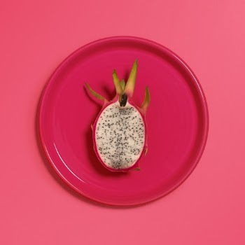 Red Dragon Fruit on Red Plate
