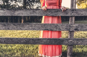 Red Dress &amp; Wood Fence Free Photo 