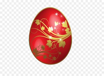 Red Easter egg Clip art - Large Red Easter Egg With Gold Flowers Ornaments 