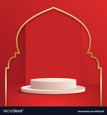 red elegant islamic product podium