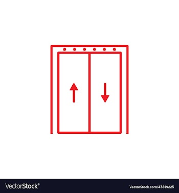 red elevator line art icon
