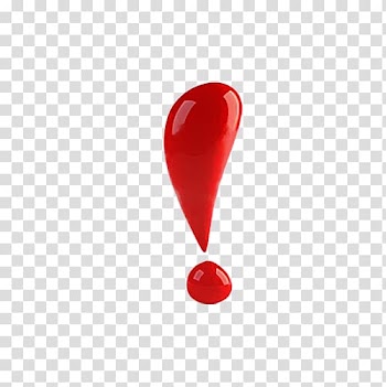 Red exclamation point , Red Heart, Stereo cartoon red exclamation mark transparent background PNG clipart