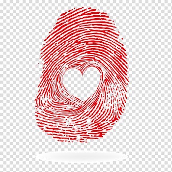 Red fingerprint with heart illustration, Heart Visual design elements and principles, fingerprint transparent background PNG clipart