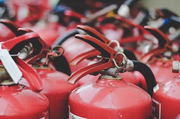 Red Fire Extinguisher Lot