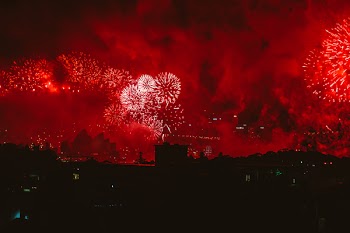 Red Fireworks Display