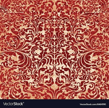 Red floral art pattern grunge style vector image