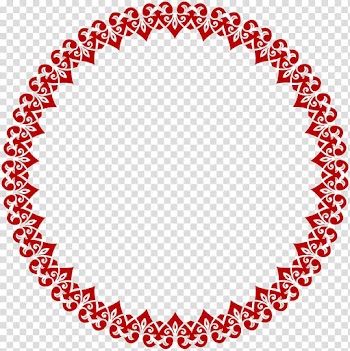 Red floral border, Towel Circle , Heart Round Border Frame transparent background PNG clipart