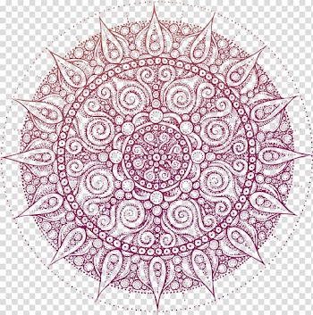 Red floral , Coloring book Mandala Adult Meditation, Buddhism pattern transparent background PNG clipart